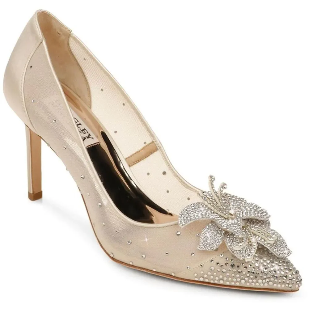 Badgley Mischka Womens Gilda Ivory Slip On Pointed Toe Evn Pumps NWOB
